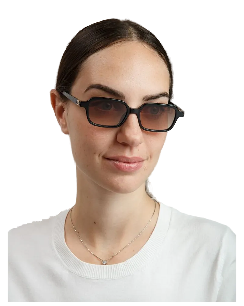 Furla SFU971 Acetate Rectangle Sunglasses — Black Black