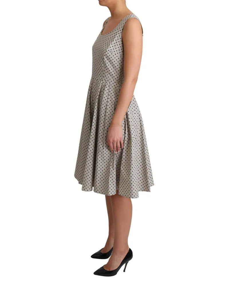 Dolce & Gabbana Women's Beige Polka Dotted Cotton A-Line Dress Beige