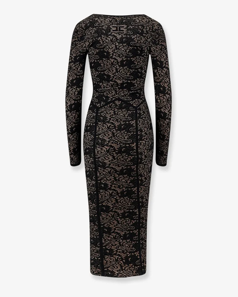 Elisabetta Franchi Women's Knitted Midi Dress Black Polyamide Black