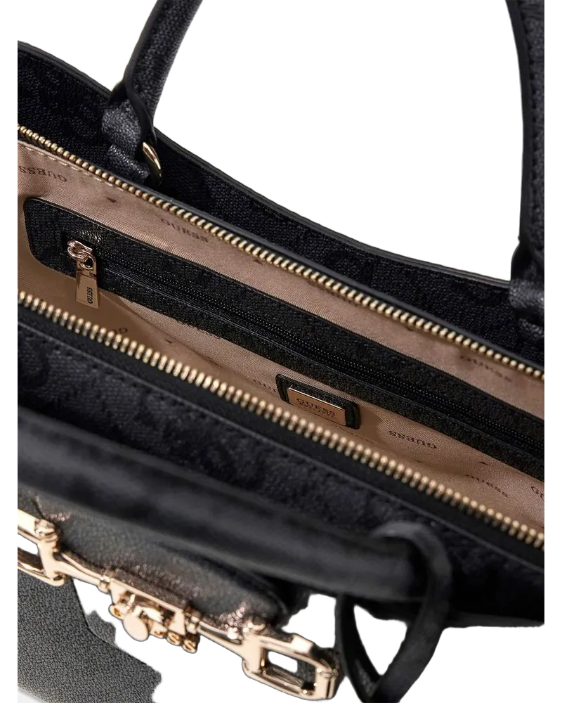 Guess Women's Satchel Coal Logo Polyurethane Satchel-bags Black