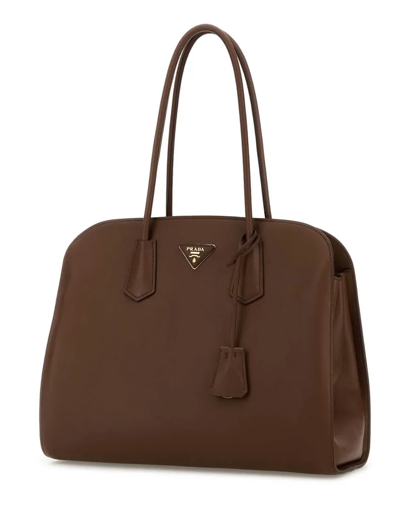 Prada Women's Chocolate Leather Shopping Bag Palissandro Borse A Mano Brown