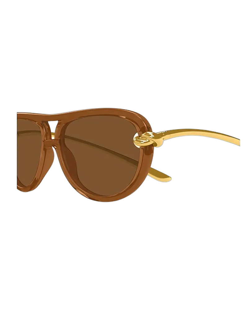 Bottega Veneta Unisex Sunglasses Brown Metal Brown