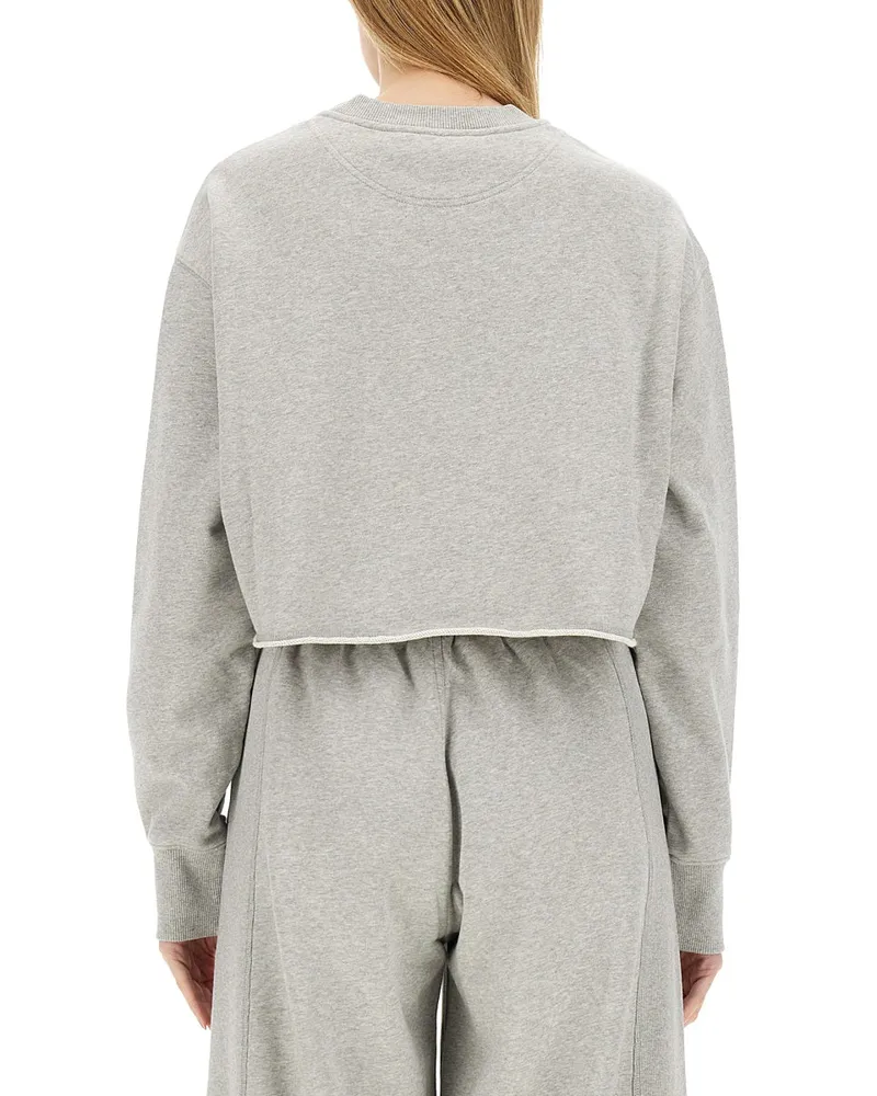 Stella McCartney Cropped Logo Cotton Sweatshirt — Gray Gray