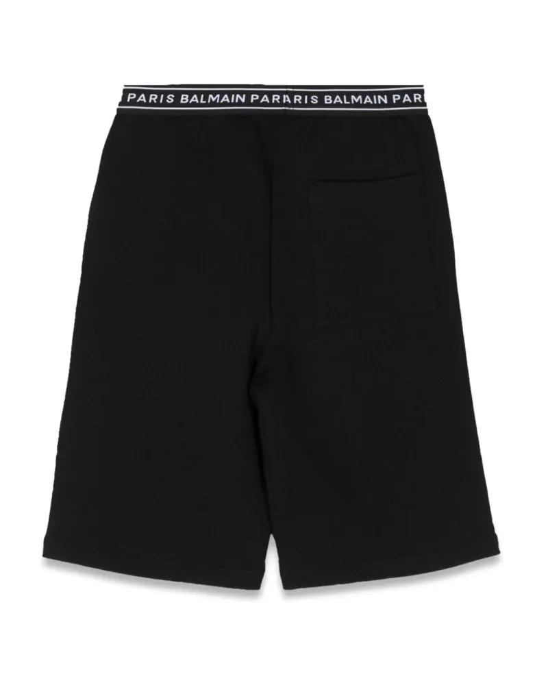 Balmain Cotton Sweatshirt Bermuda Shorts — Black Black