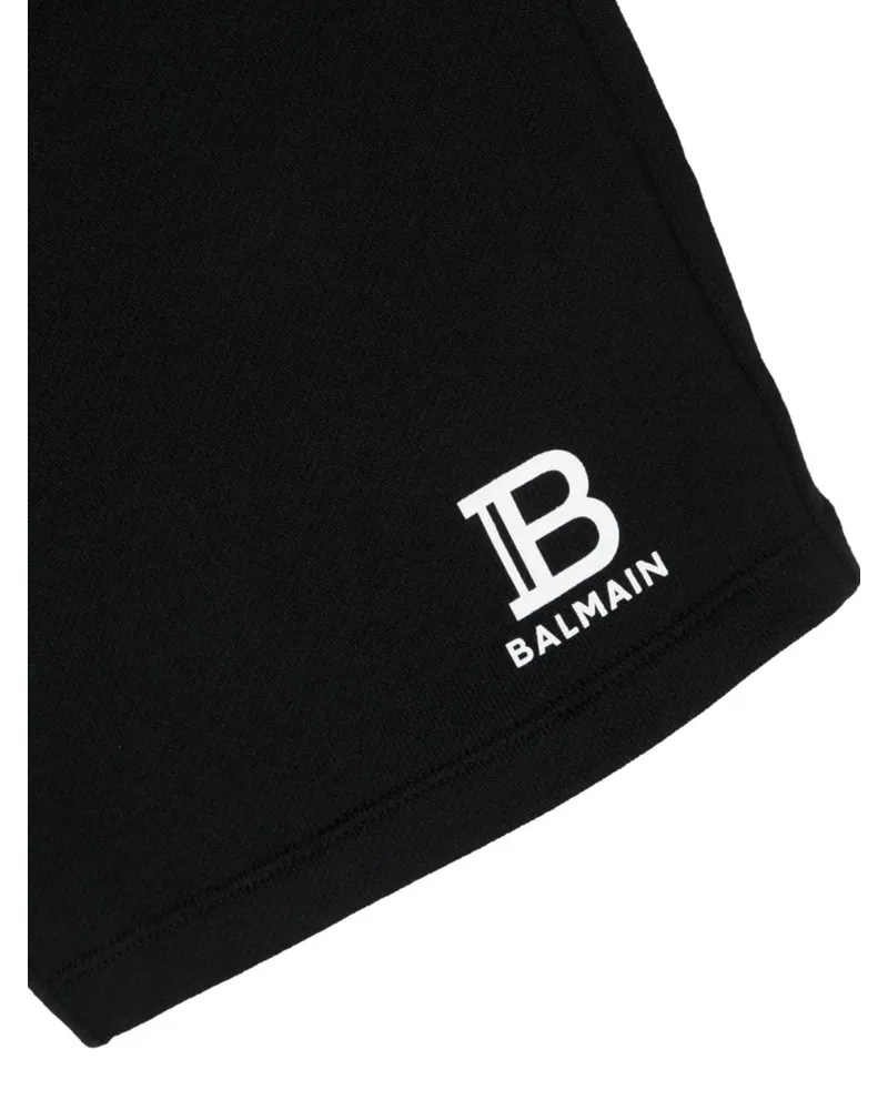 Balmain Cotton Sweatshirt Bermuda Shorts — Black Black