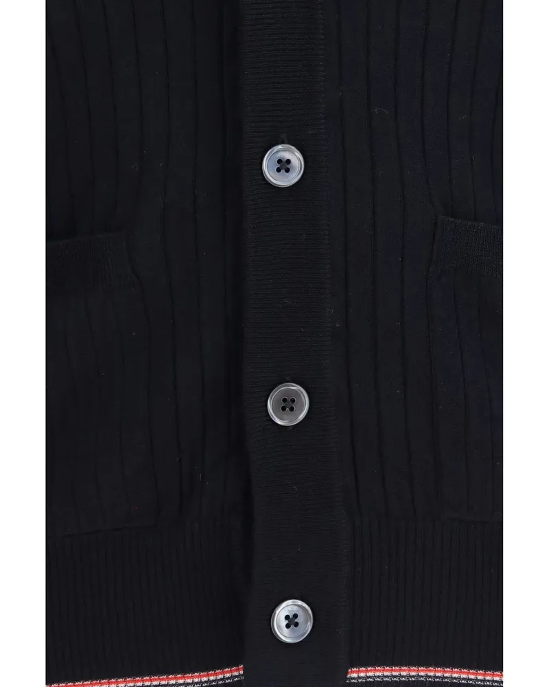 Thom Browne Ribbed Merino Wool Cardigan — Navy 