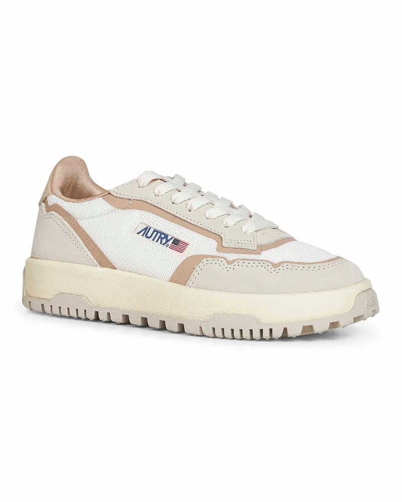 AUTRY Women's Wildpace Low Sneakers White And Sand Beige Dragon Mesh Trainers White