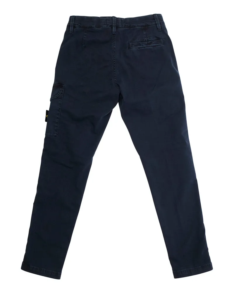 Stone Island Boys' Blue Pants With Cargo Pocket And Logo Patch Cotton Trousers Navy