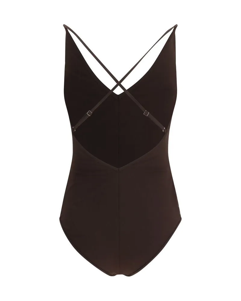 Brunello Cucinelli Women's Brown Nylon One-Piece Swimsuit Clothing Brown