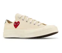 Comme Des Garcons Play Heart-Embroidered Canvas Sneakers — White