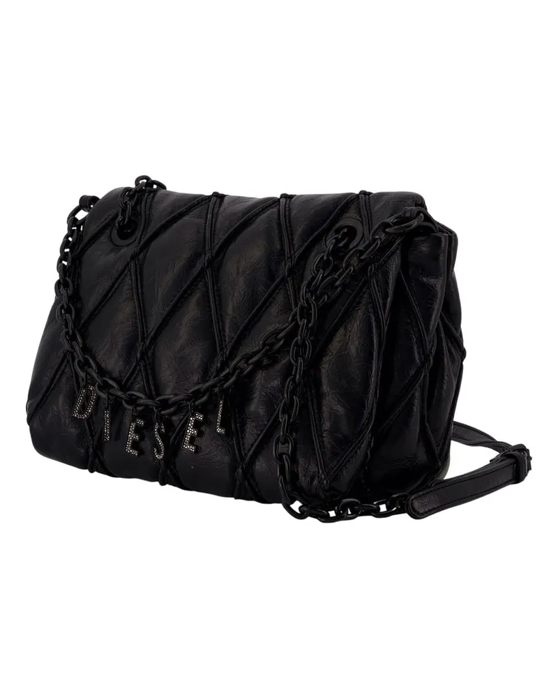 Diesel Women's Charm-D Medium Shoulder Bag -  Synthetic Leather Black Faux_leather Shoulder-Hobo-Bags Black