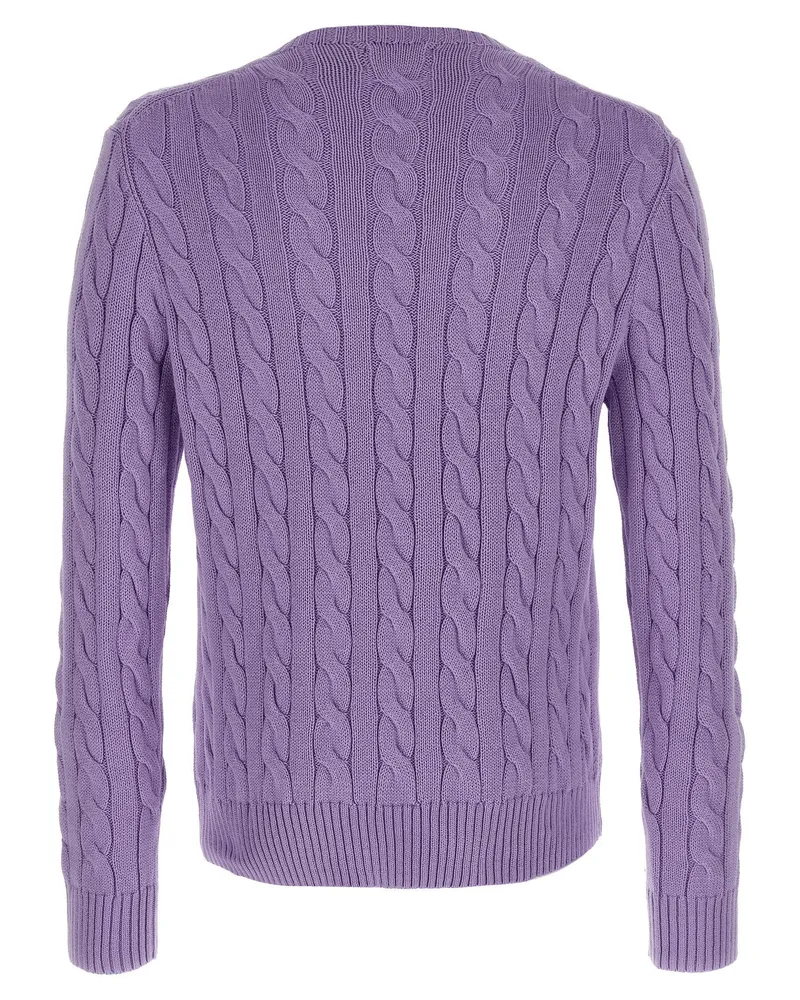 Ralph Lauren Cable-Knit Cotton Sweater — Lavender Lavender