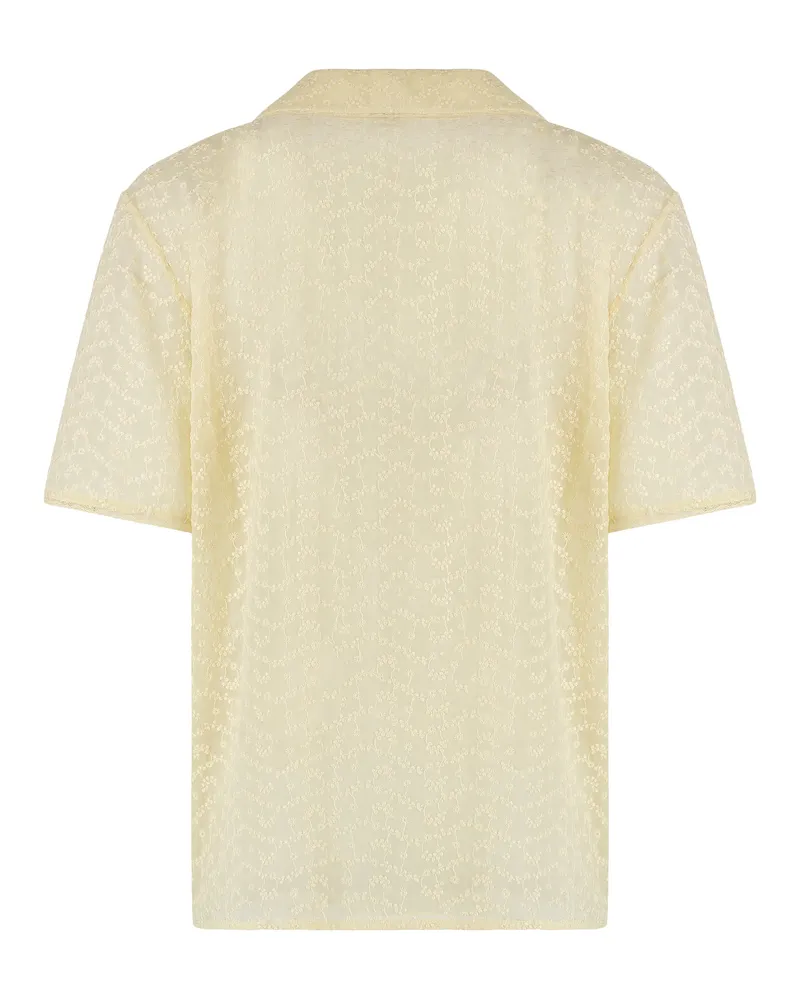 Saint Laurent Women's Muslin Pajama Set With Lace Trim Cream Cotton Pyjama Sets Cream