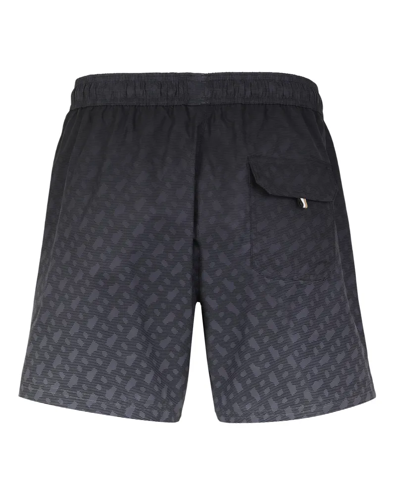 HUGO BOSS Men's Nylon Beach Shorts With Monogram Print Grey Eme Beachwear Sea Clothing Gray