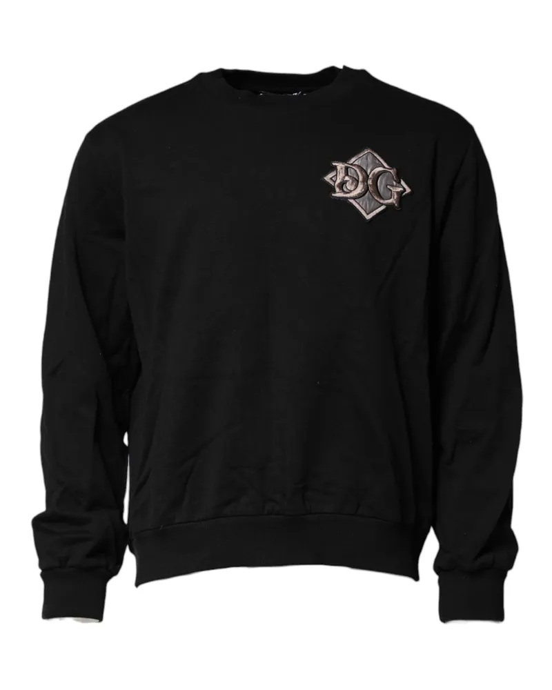 Dolce & Gabbana Men's Black Logo Embroidery Sweatshirt Sweater Cotton Clothing Black