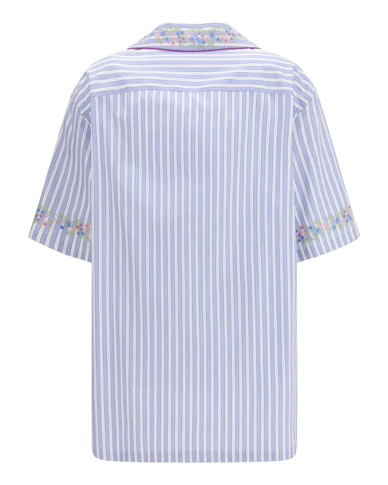 Dolce & Gabbana Women's Short-Sleeve Shirt Ricamati Cotton; Silk Purple