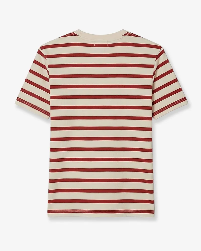Tory Burch Women T-Shirt Slim Fit Red Striped Cotton T-Shirts & Jerseys Red