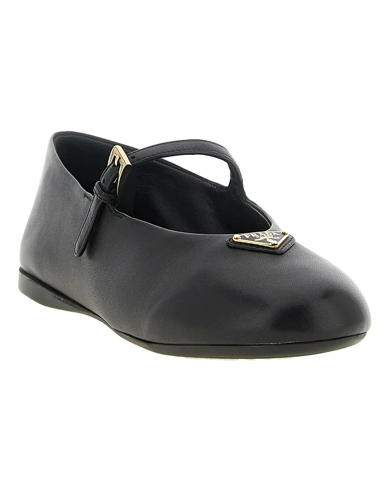 Prada Lamb Leather Mary Jane Ballet Flat — Black Black