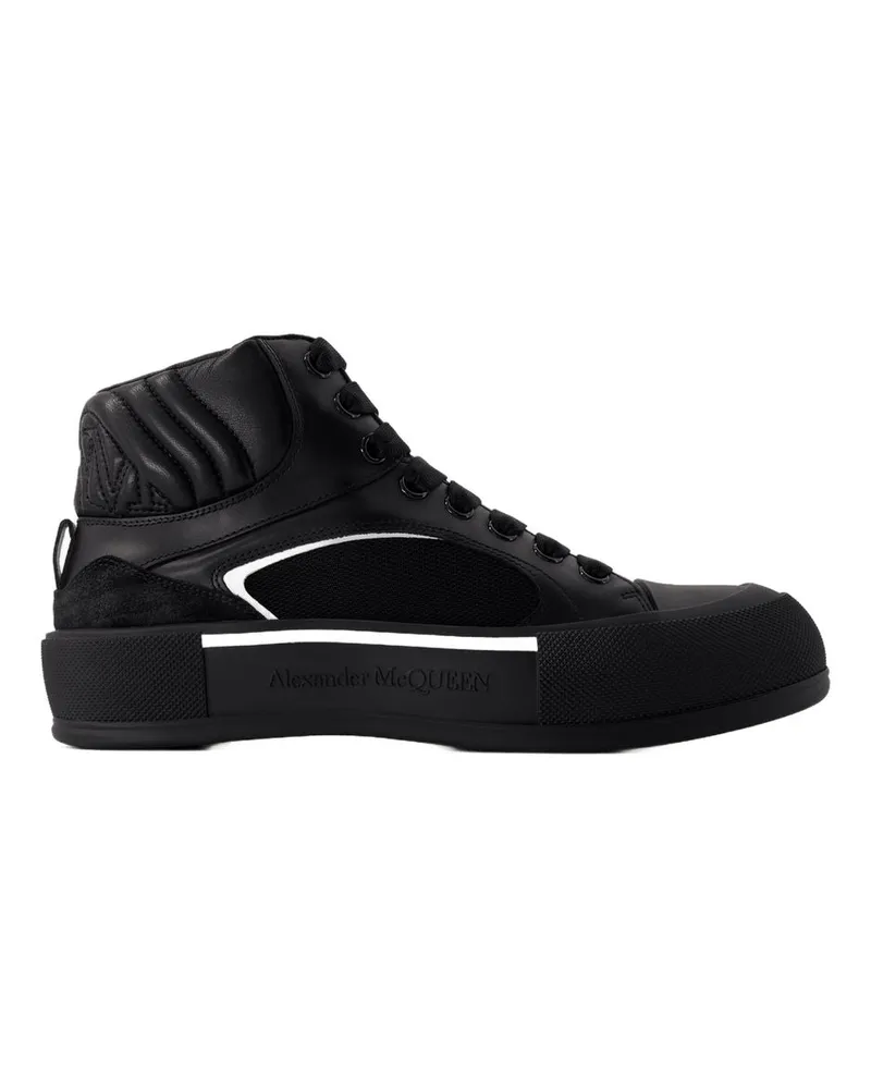 Alexander McQueen Men's Deck Sneaker Black Calfskin Black