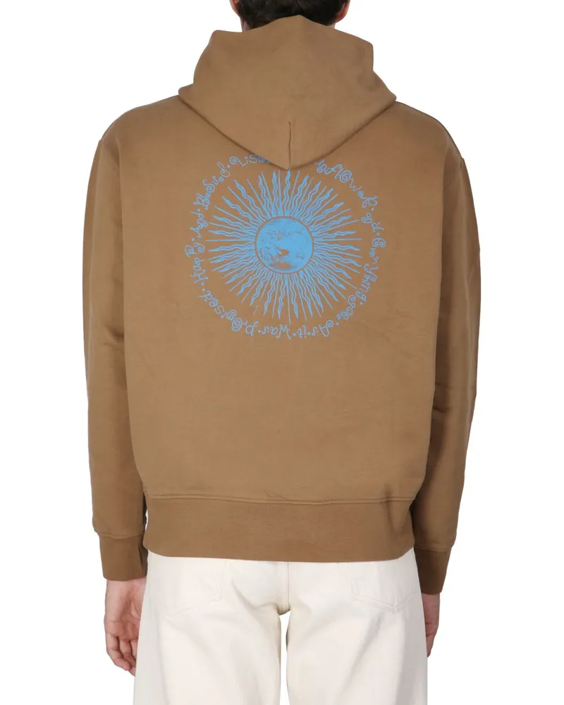 Sunflower Logo-Embroidered Cotton Hoodie — Beige Beige