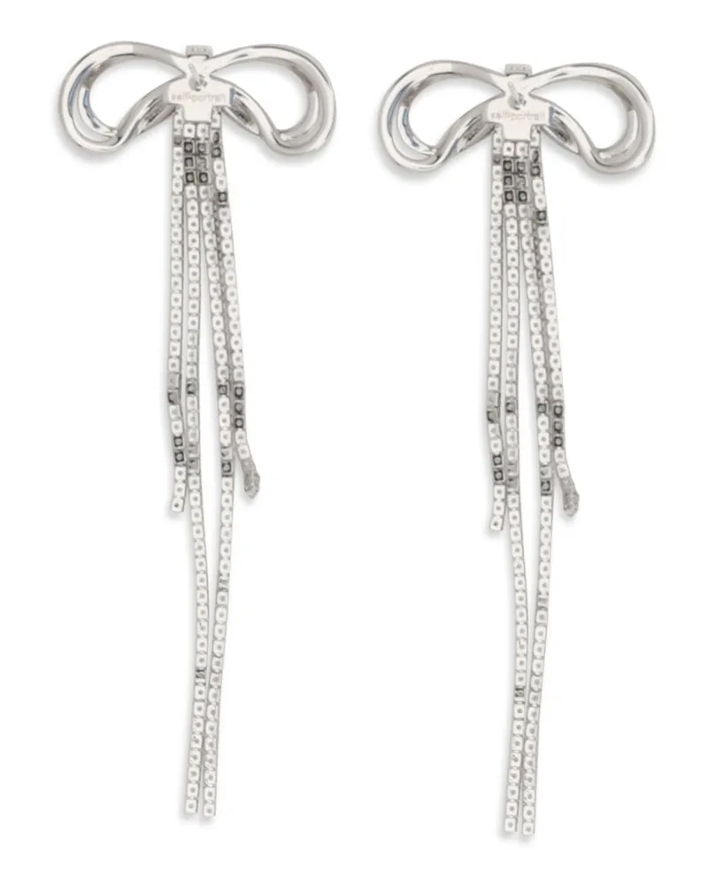 Self-Portrait Crystal Bow Earrings — Silver Silver