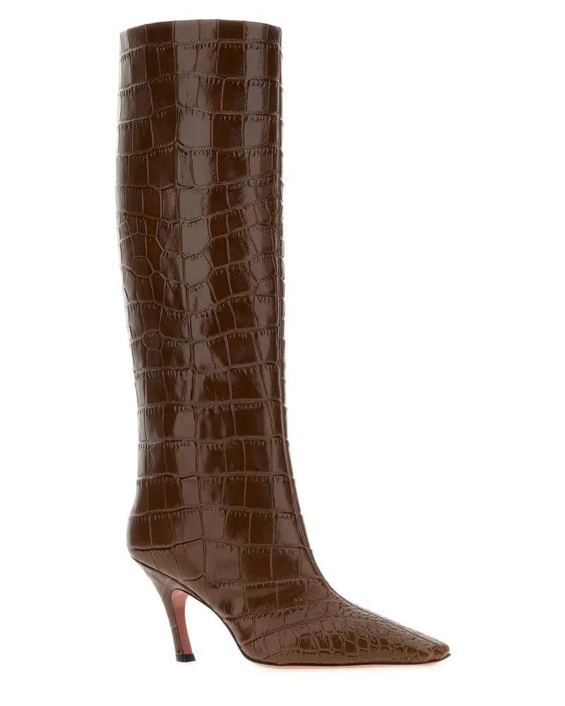 Amina Muaddi Monaboot80 Brownprinte Brownprinted Stivali Boot Brown