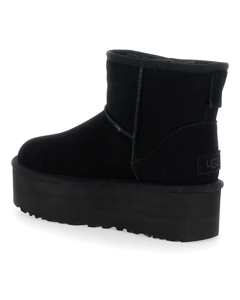 UGG Women's Ankle Boots Classic Mini Platform Suede Black Leather Black