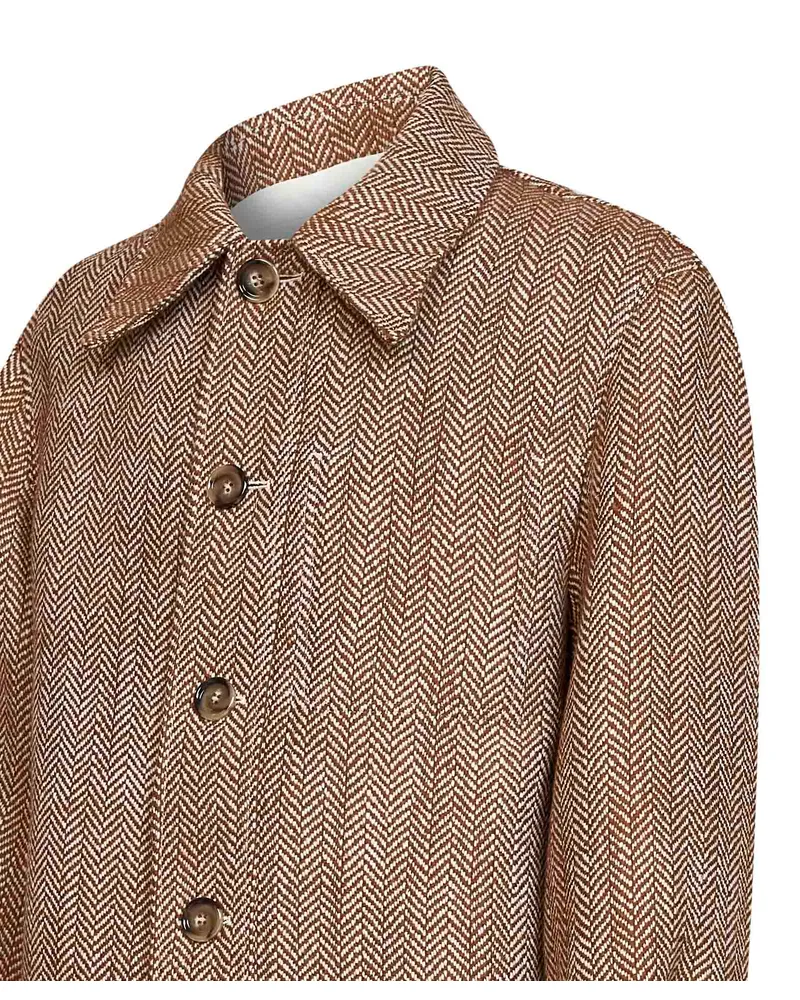 AMI Paris Herringbone Virgin Wool Jacket — Beige Beige