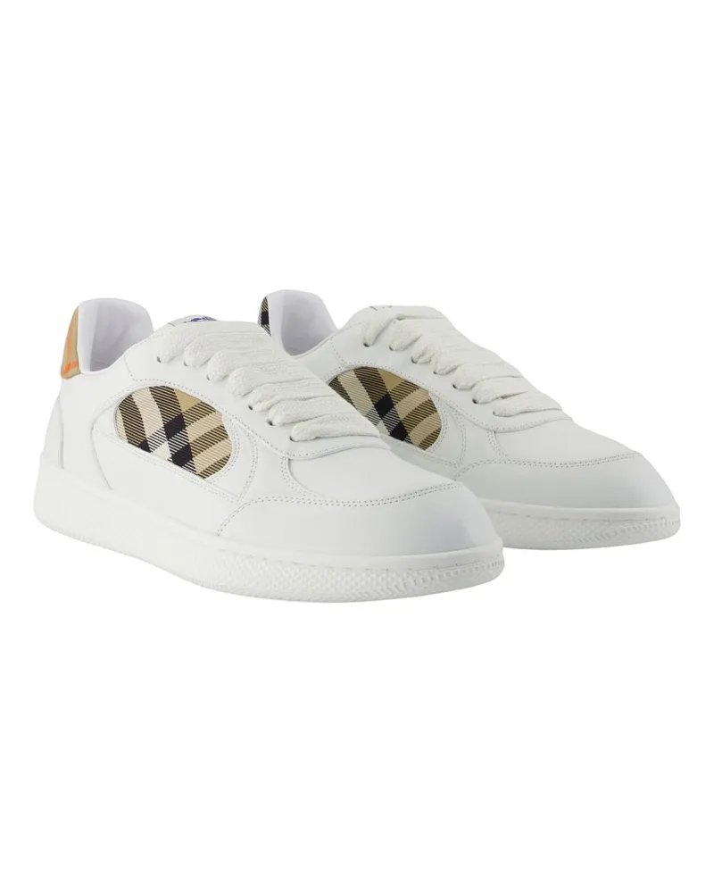 Burberry Men's Mf Terrace Mix Sneakers -  Leather White Calfskin Shoes White