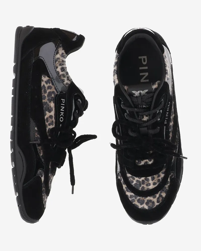 Pinko Women's Sneakers Yulia Leather And Mesh Black Upper: Cow Trainers Black