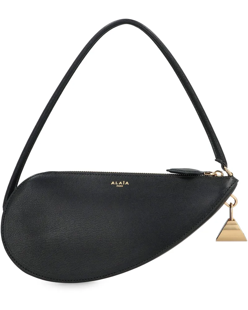 Alaïa Women's Le Demi-Coeur Leather Shoulder Bag Black Goatskin Handbags Hand Black