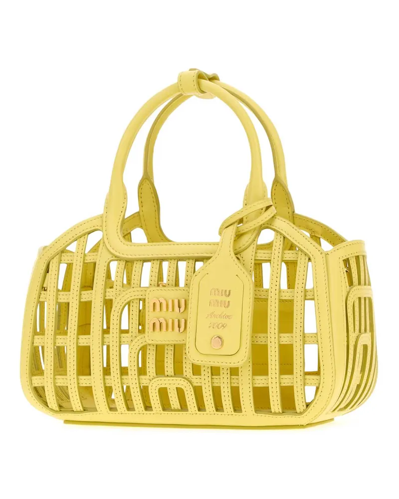 Miu Miu Calfskin Leather Top Handle Bag — Yellow Yellow
