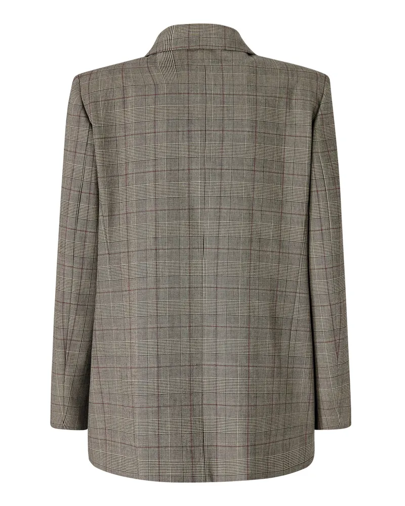Pinko Prince of Wales Check Double-Breasted Blazer — Beige Beige