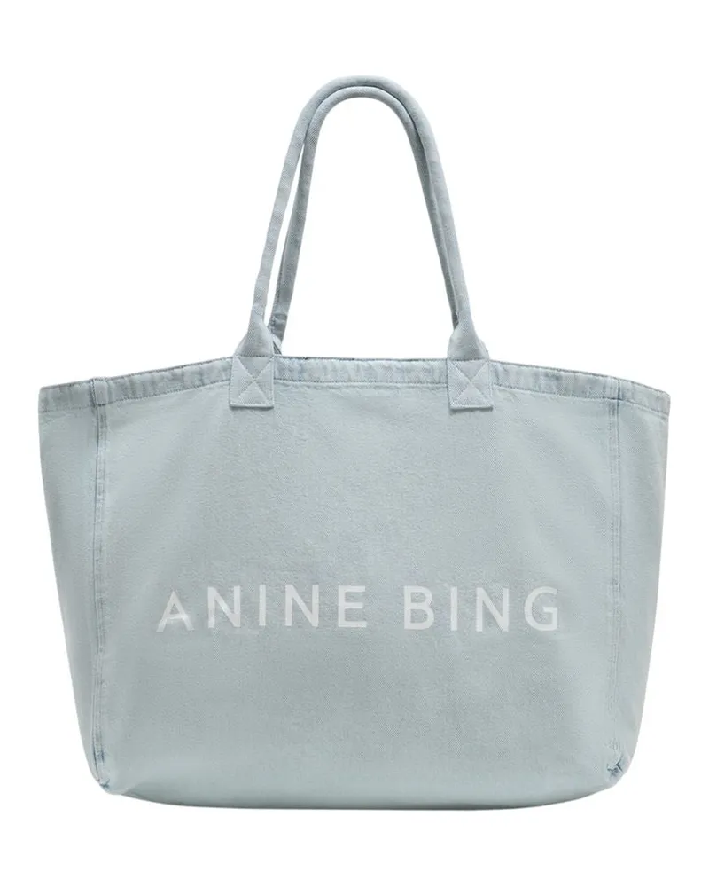 Anine Bing Women's Leo Tote Blue Cotton Blue