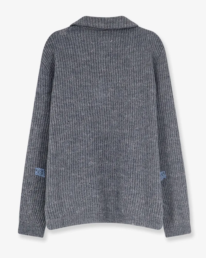 Maison Margiela Men's Ribbed Sweater Linen-Wool Grey Gray