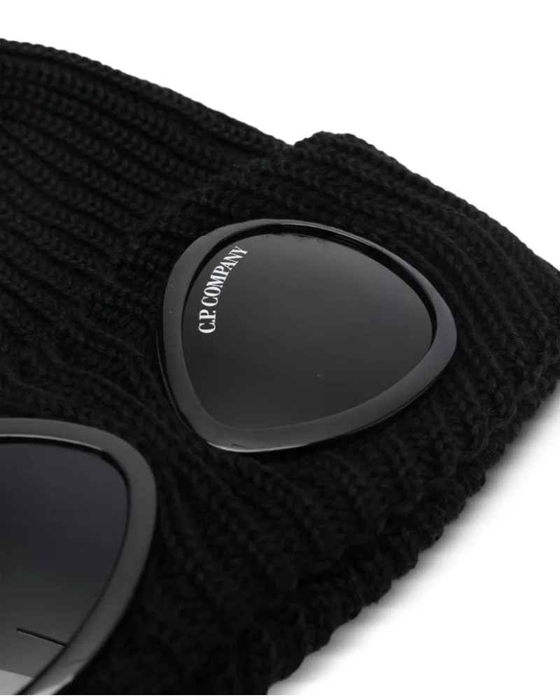 C.P. Company Goggle-Detail Wool Beanie — Black Black