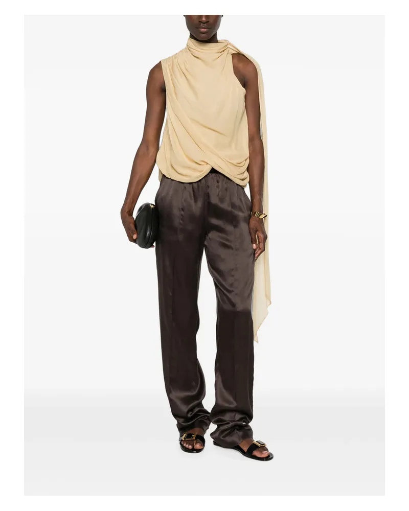 Tom Ford Silk Satin Trousers — Brown Brown