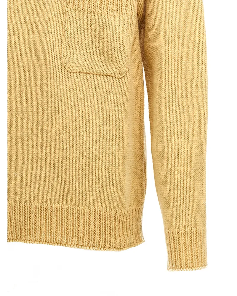 Marni Wool Crew Neck with Patch Pocket Sweater — Yellow Yellow