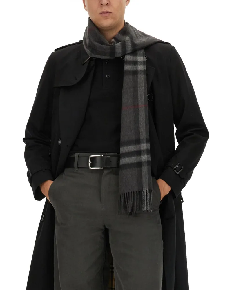 Burberry Cashmere Check Scarf — Black Black