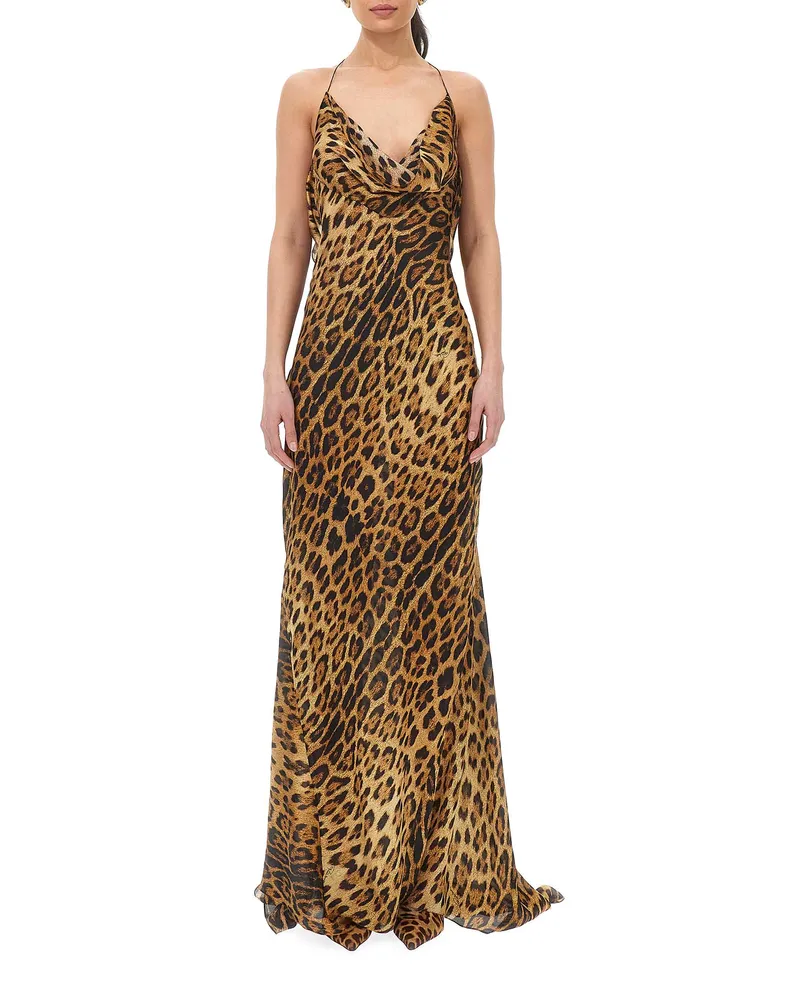 Roberto Cavalli Women's Dress Silk, Beige Beige