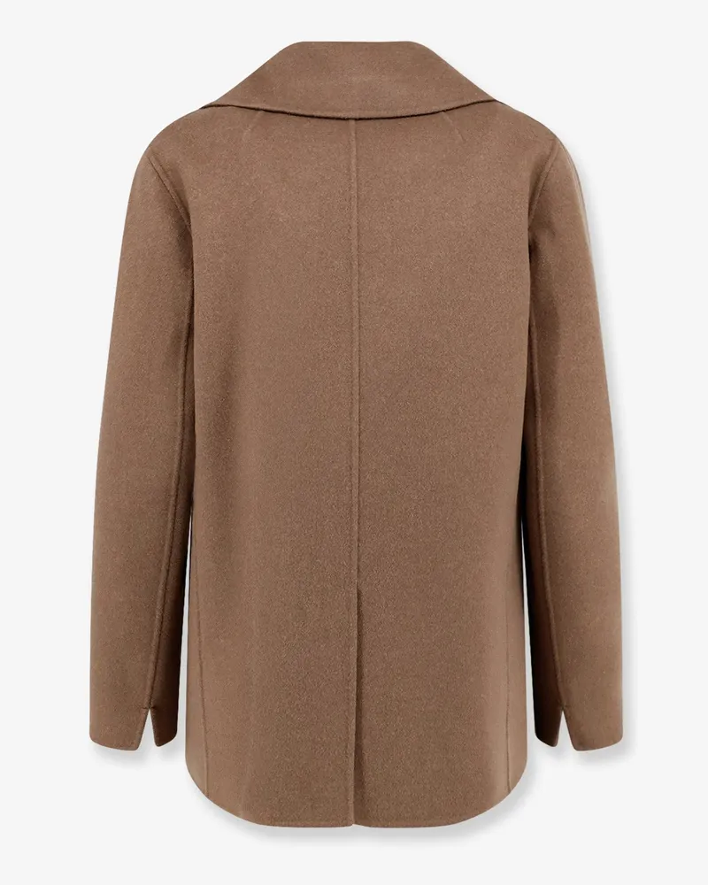 Max Mara Women's Peacoat Smmrita Virgin Wool Brown Coat Brown