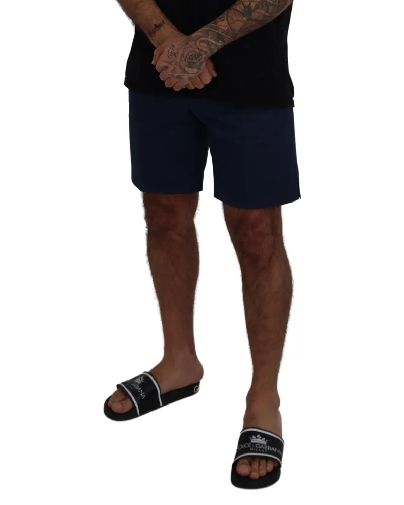 Dolce & Gabbana Men Blue Chinos Cotton Stretch Casual Shorts Blue
