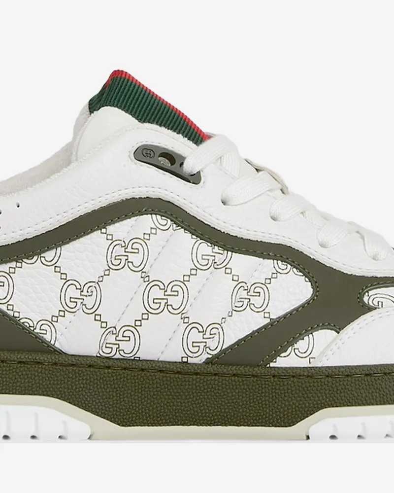Gucci Men's Web Leather Sneakers Green Trainers White