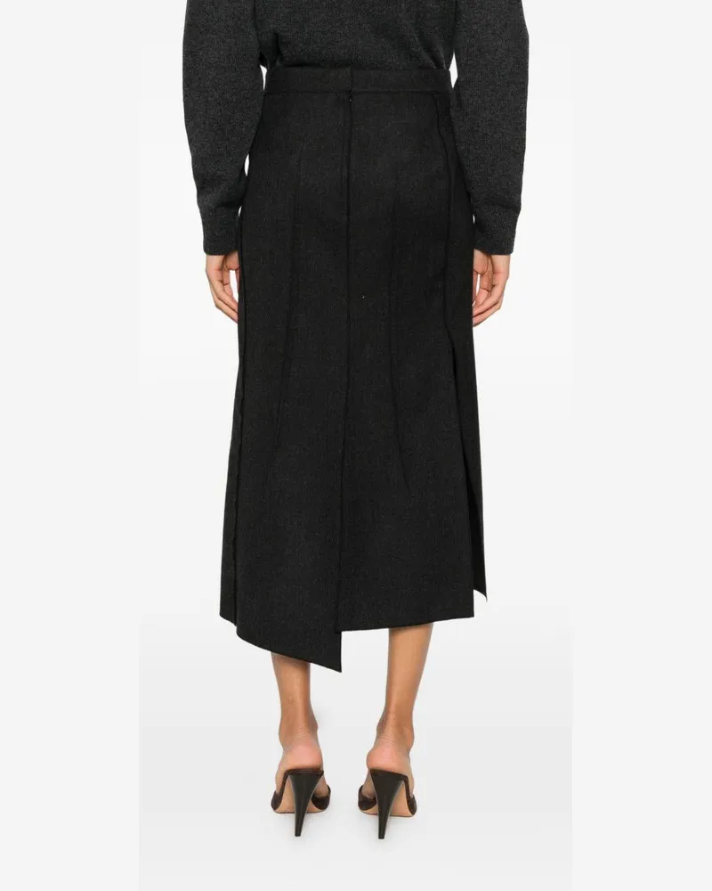 Victoria Beckham Women's Skirt Midi Dark Grey Melange Virgin Wool Gray