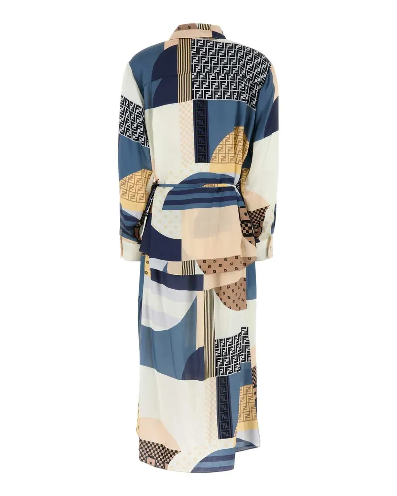 Fendi Exterior: Silk Dress Ocean-25 Multicolor