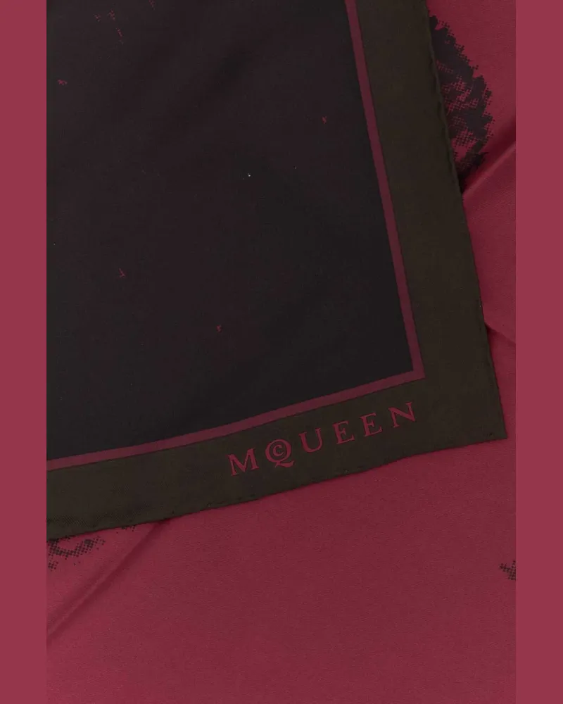 Alexander McQueen Women's Printed Twill Foulard Bordeauxblue Exterior: Silk Sciarpe E Red