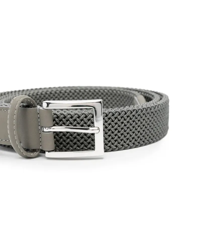 Kiton Men's Braided Leather-Trim Belt Aw26 M Grey