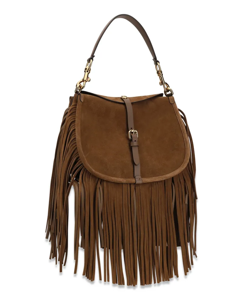Etro Women's Medium Pony Shoulder Bag M0453 Calf Leather Bos Taurus Brown
