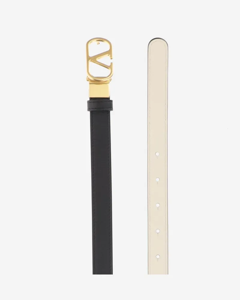 Valentino Garavani Women's Vlogo Signature Leather Belt Black Black