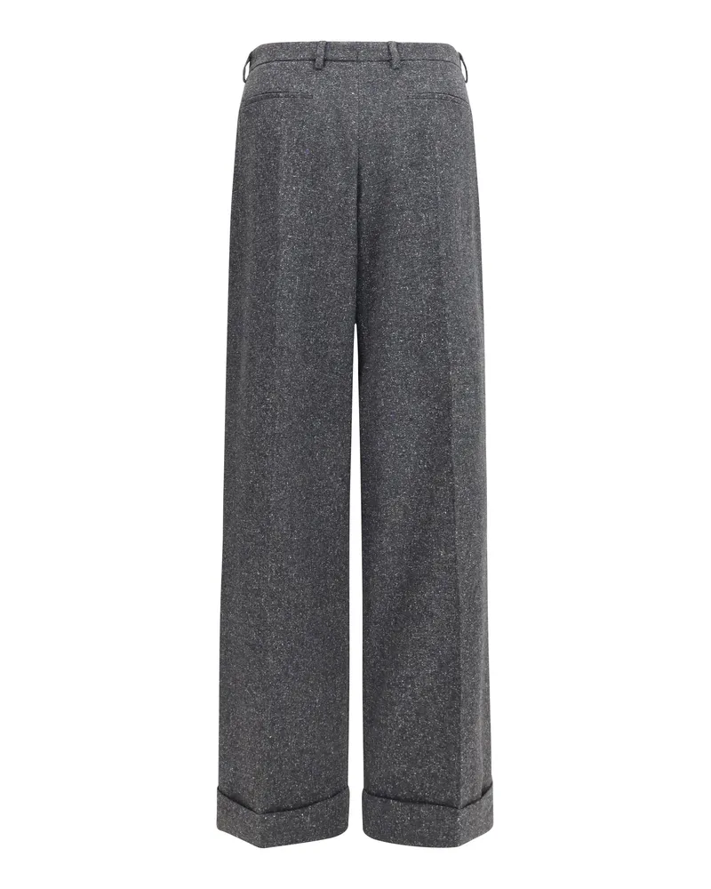 Valentino Garavani Men's Tailored Wool-Silk Trousers Grey Melange Melange-White-Light Blue-Beige Merino Wool Melange/white/light Blue/beige Gray